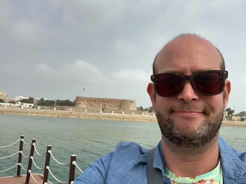 Ami Marom, the Israeli founder of normalizing outfit Gulf Red Med, in Bahrain in January. (Facebook)